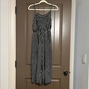 Black and White Striped Jumpsuit